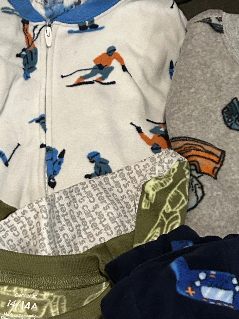 Carter's Boys Pajama Bundle - Navy, Olive, Gray, White, Blue